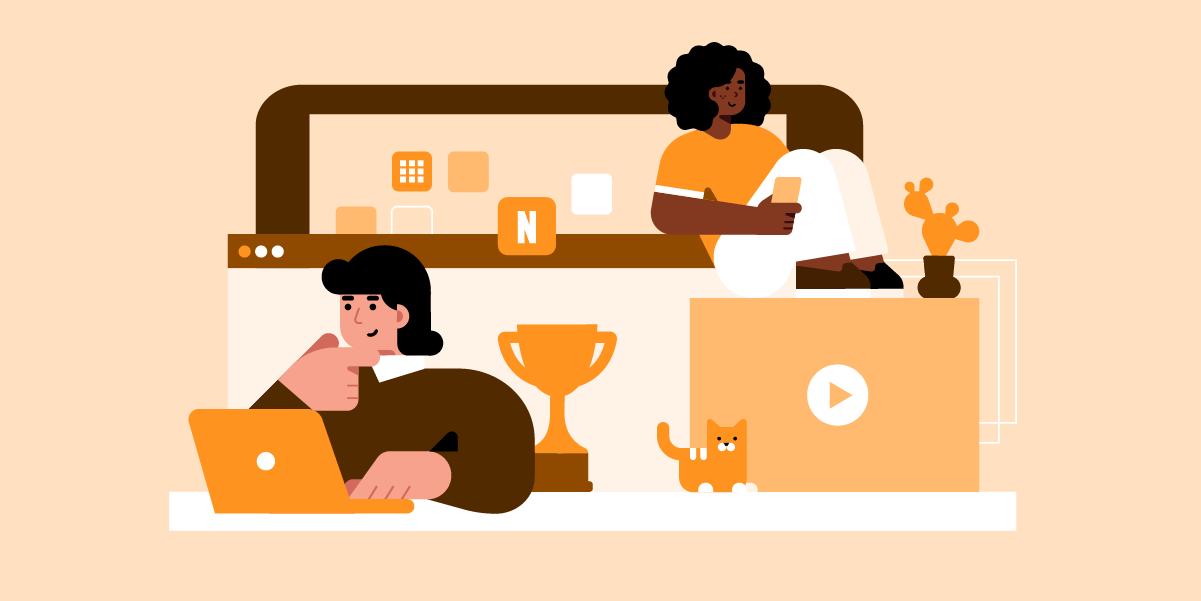 collage of graphics of connected tv devices on an orange background