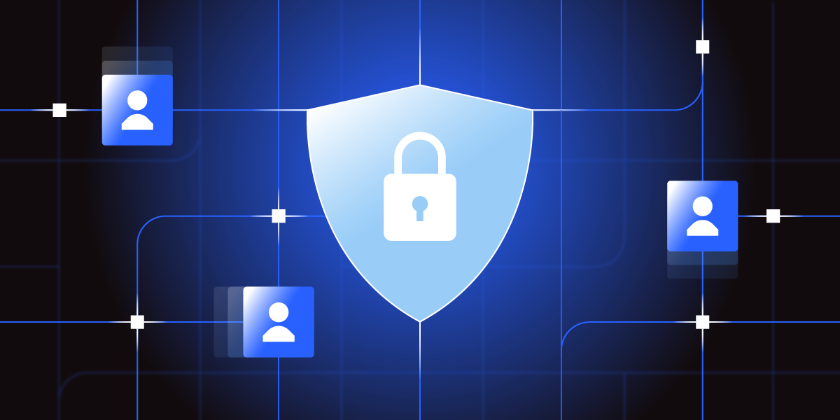 Shield with a padlock symbol, representing secure data and protected user connections.