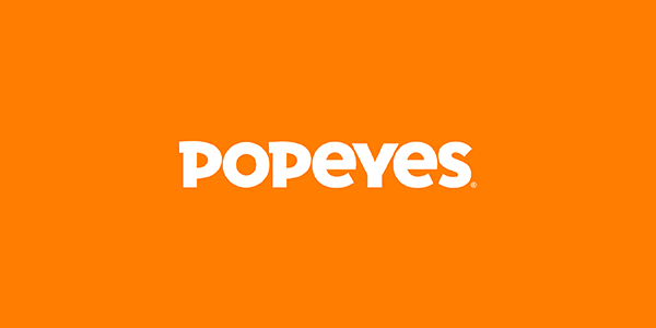 Popeyes logo on orange background