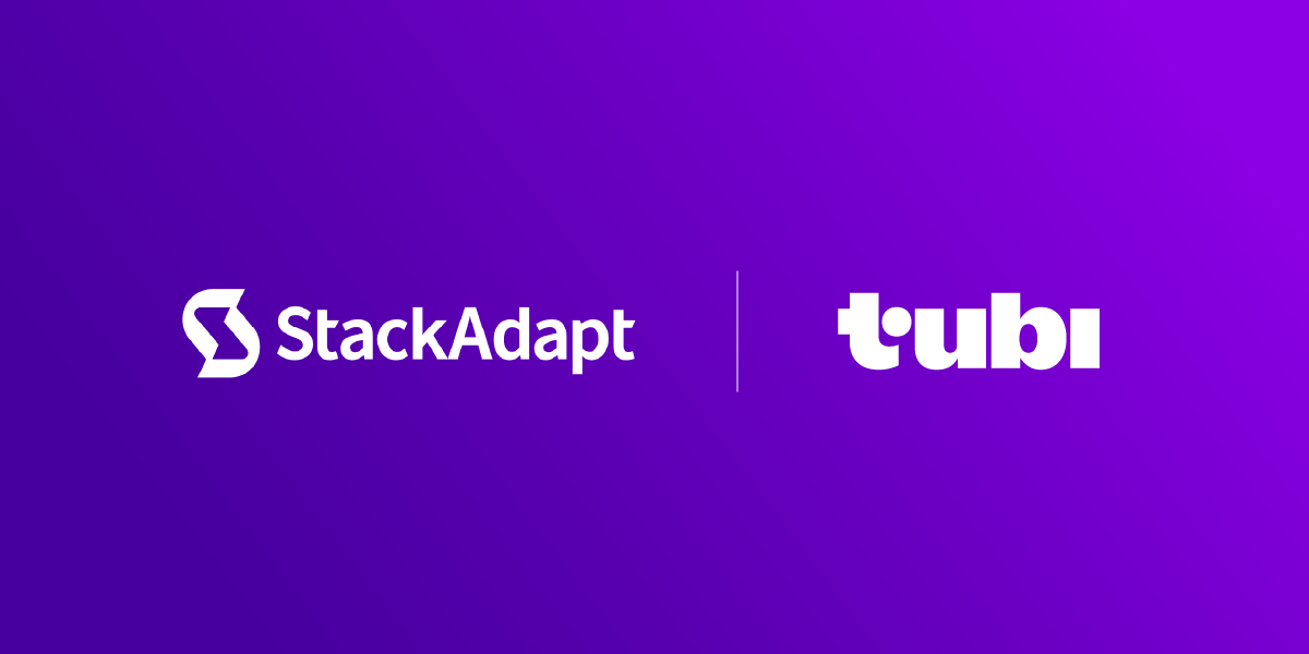 StackAdapt and Tubi logo on a purple background