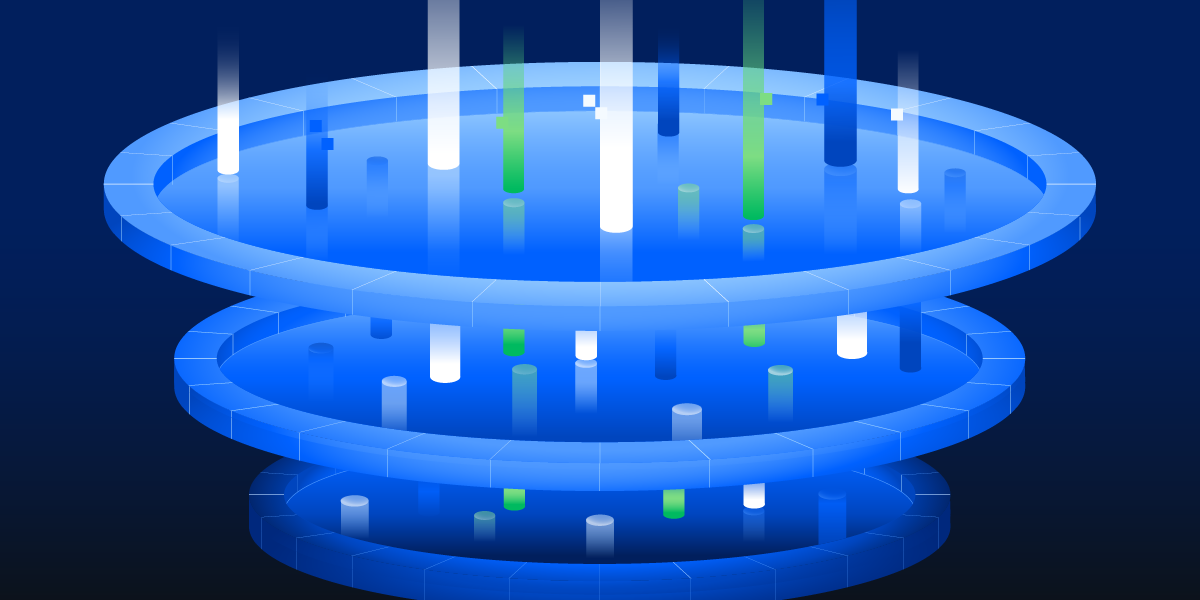 Illustration of a marketing funnel and data flowing down.