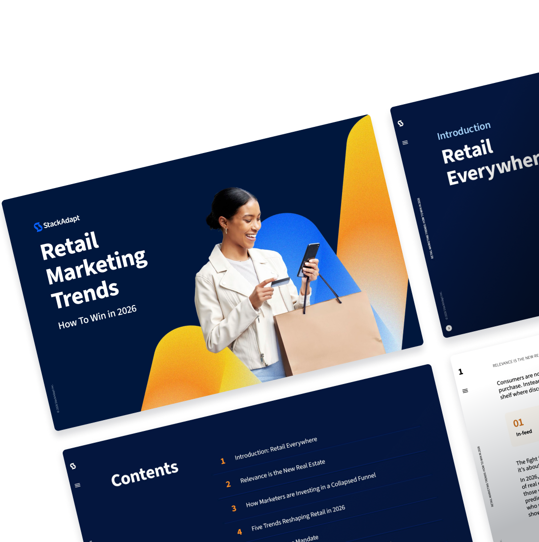 StackAdapt's report titled 'Retail Marketing Trends: How to Win in 2026' shown in a digital layout.