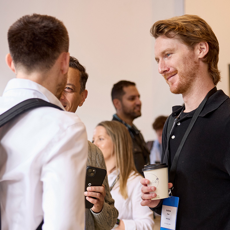 A group of people talking