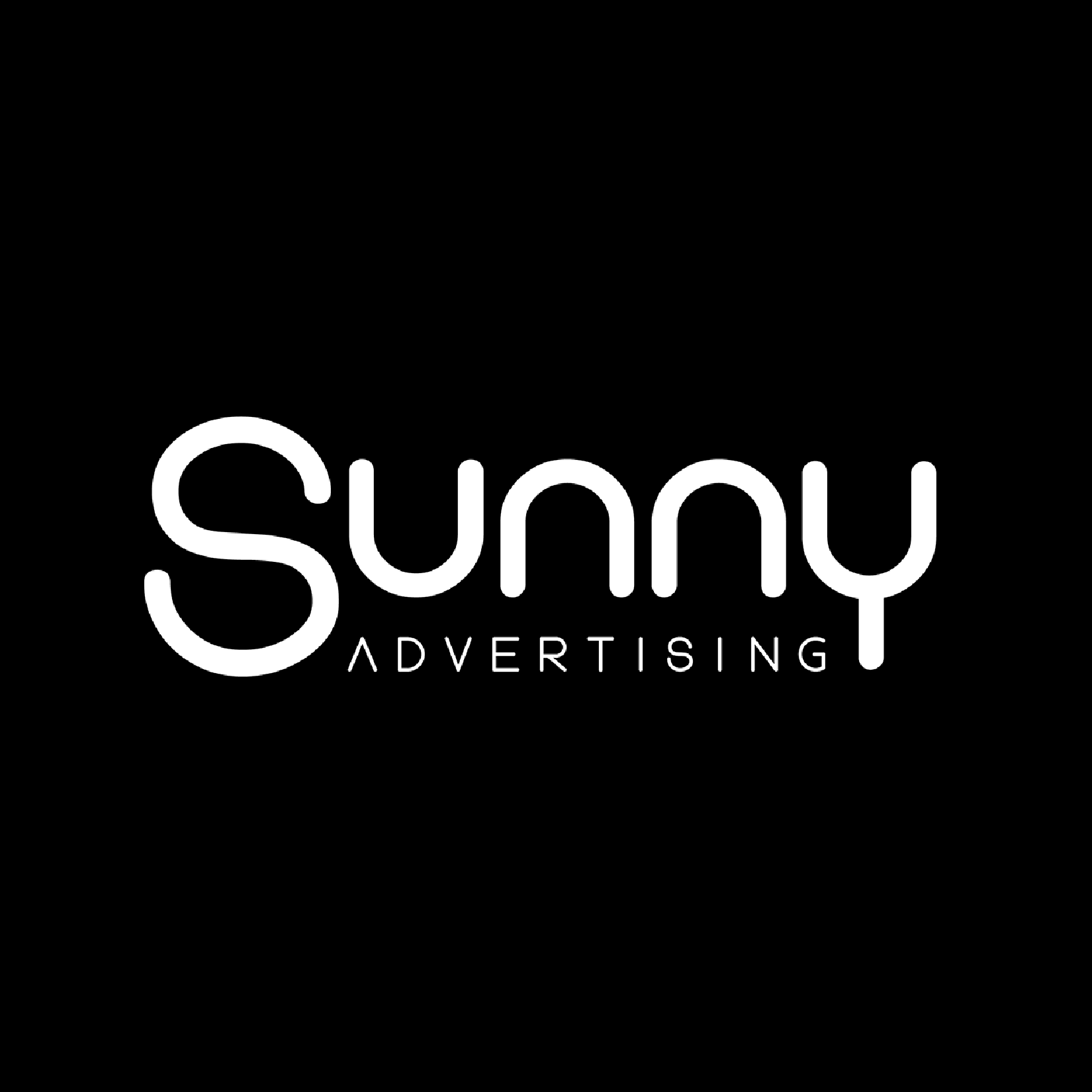 Sunny Advertising logo on a black background.