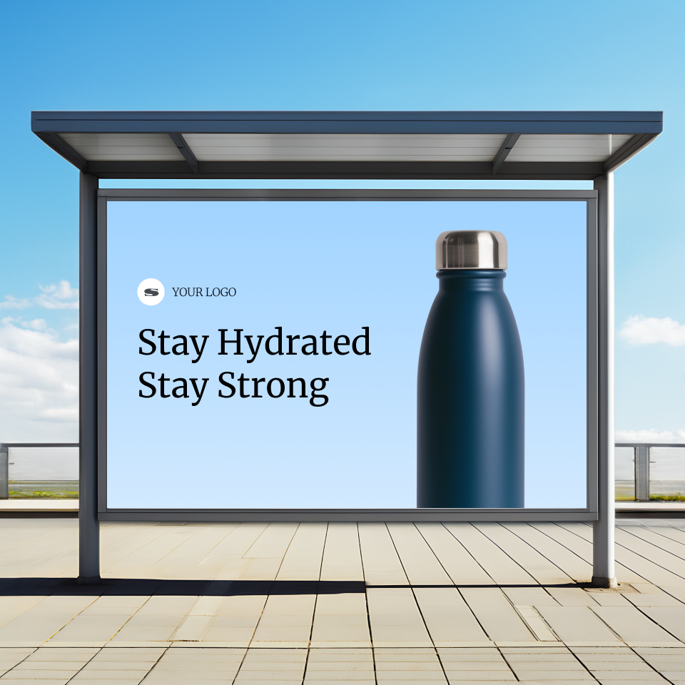 Example of a DOOH at a bus shelter.