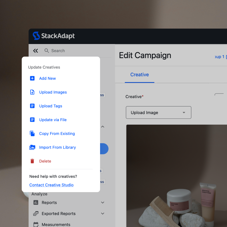 Example of a user editing a display campaign creative in StackAdapt platform.