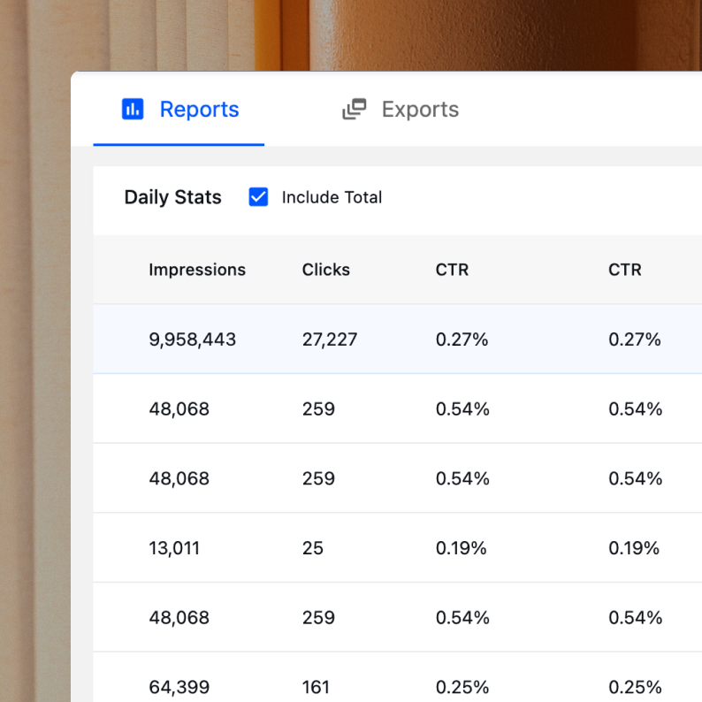 Example of a reports dashboard.