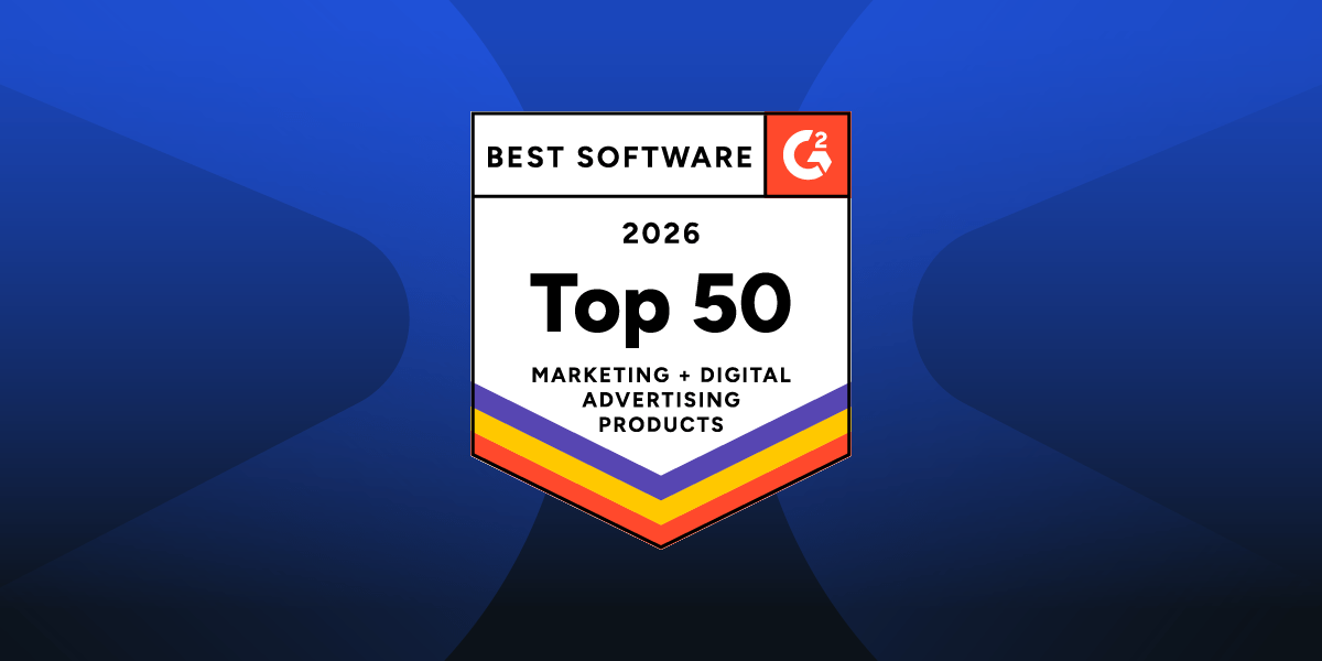 G2 Best Software Awards 2026 badge recognizing StackAdapt as one of the Top 50 Marketing and Digital Advertising Products.