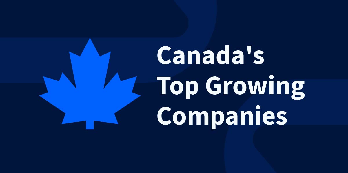 Graphic featuring a maple leaf and the text 'Canada’s Top Growing Companies' recognizing company growth ranking.