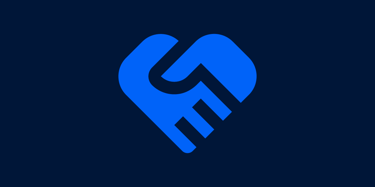 blue illustrated hands shaking on dark blue background