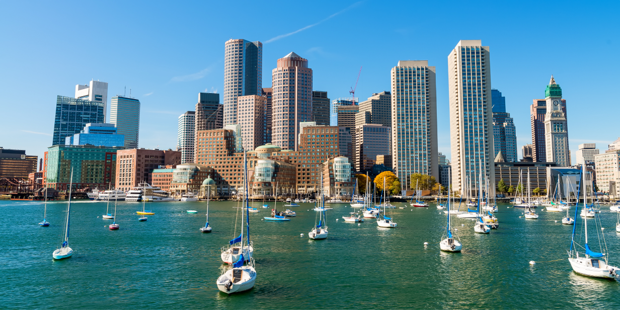 Boston waterfront with boats on water