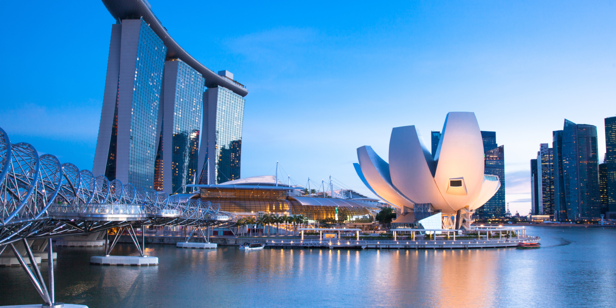 Singapore waterfront and skyline featuring ArtScience Museum