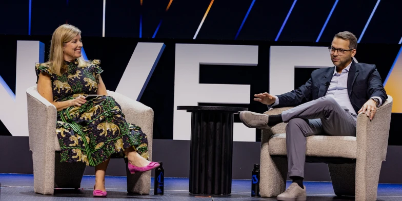 Betsy Vankula, Director of Global Travel Sales, Enterprise at StackAdapt, and Todd Latter, Senior Manager of Paid Media at Paisly / JetBlue Vacations, discussing travel marketing strategies and performance on stage at Conversion 2026.