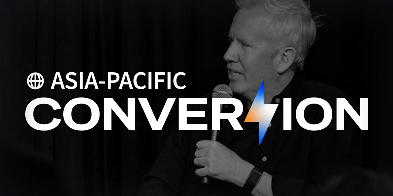 Conversion Asia - Pacific text on background