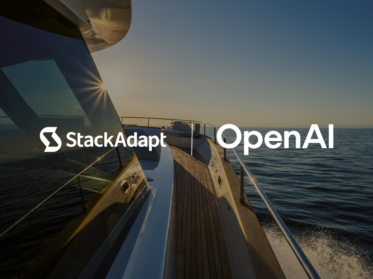 A view from a yacht over open water with OpenAI and the StackAdapt logo