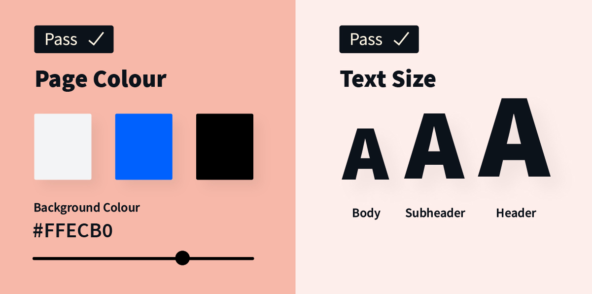 Graphic showing different options for colours in a visual asset to illustrate accessible ads