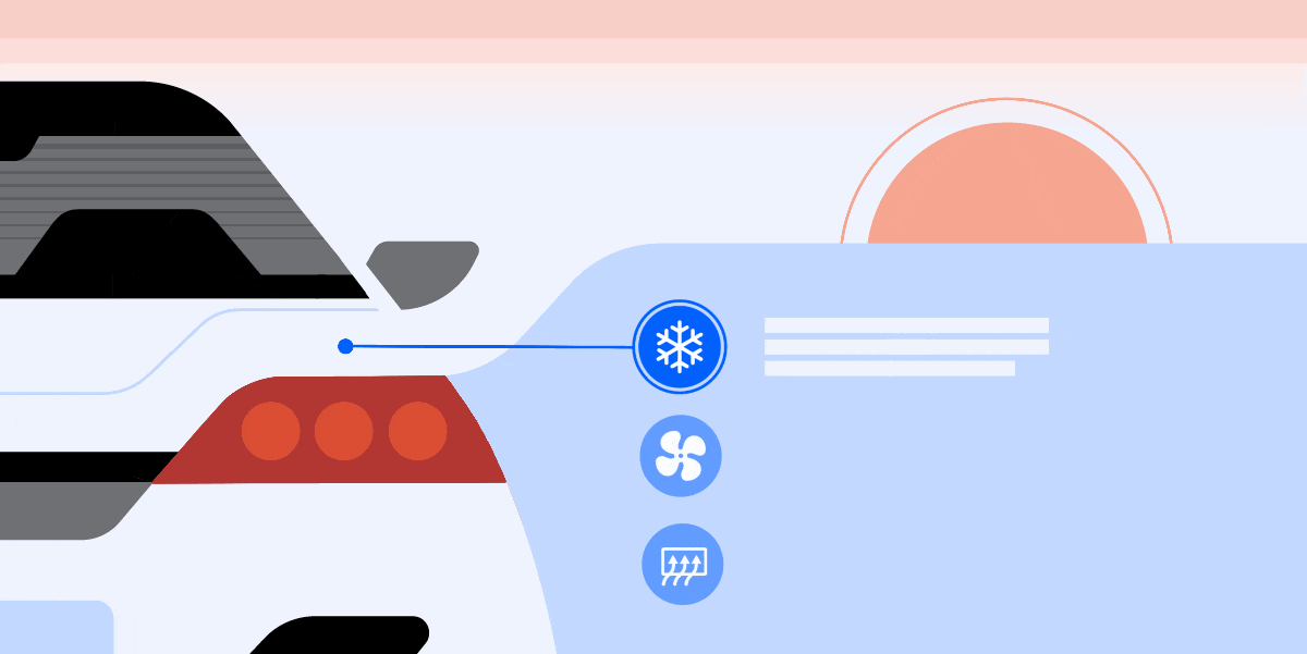 Animation shows an arrow pointing at different features of a vehicle to signify auto advertising