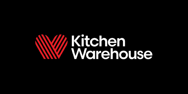 Kitchen Warehouse logo on a black background