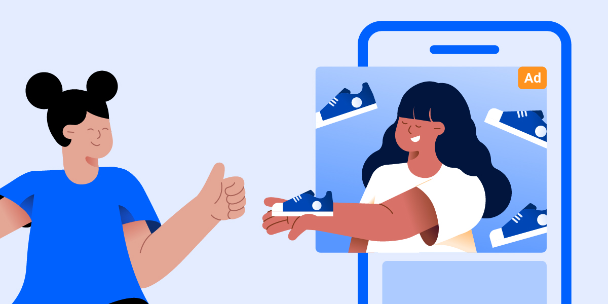a person engaging with mobile ad creative