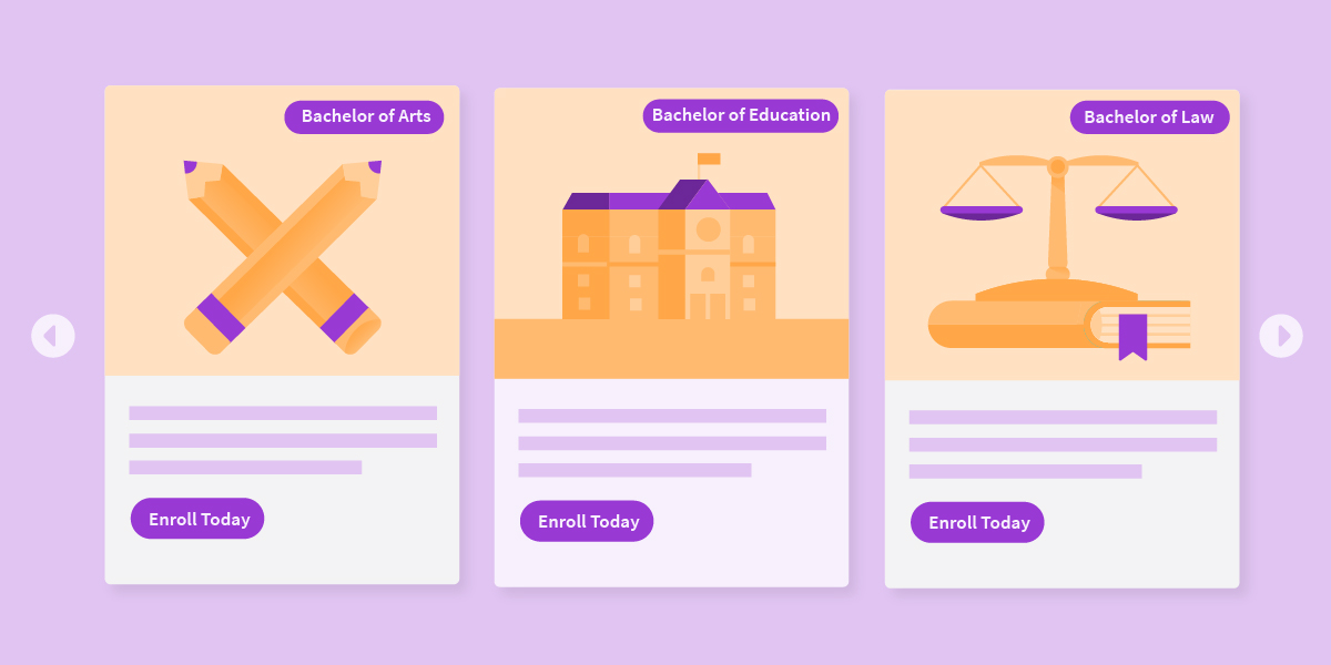 example of ad creatives for different degrees to illustrate college marketing
