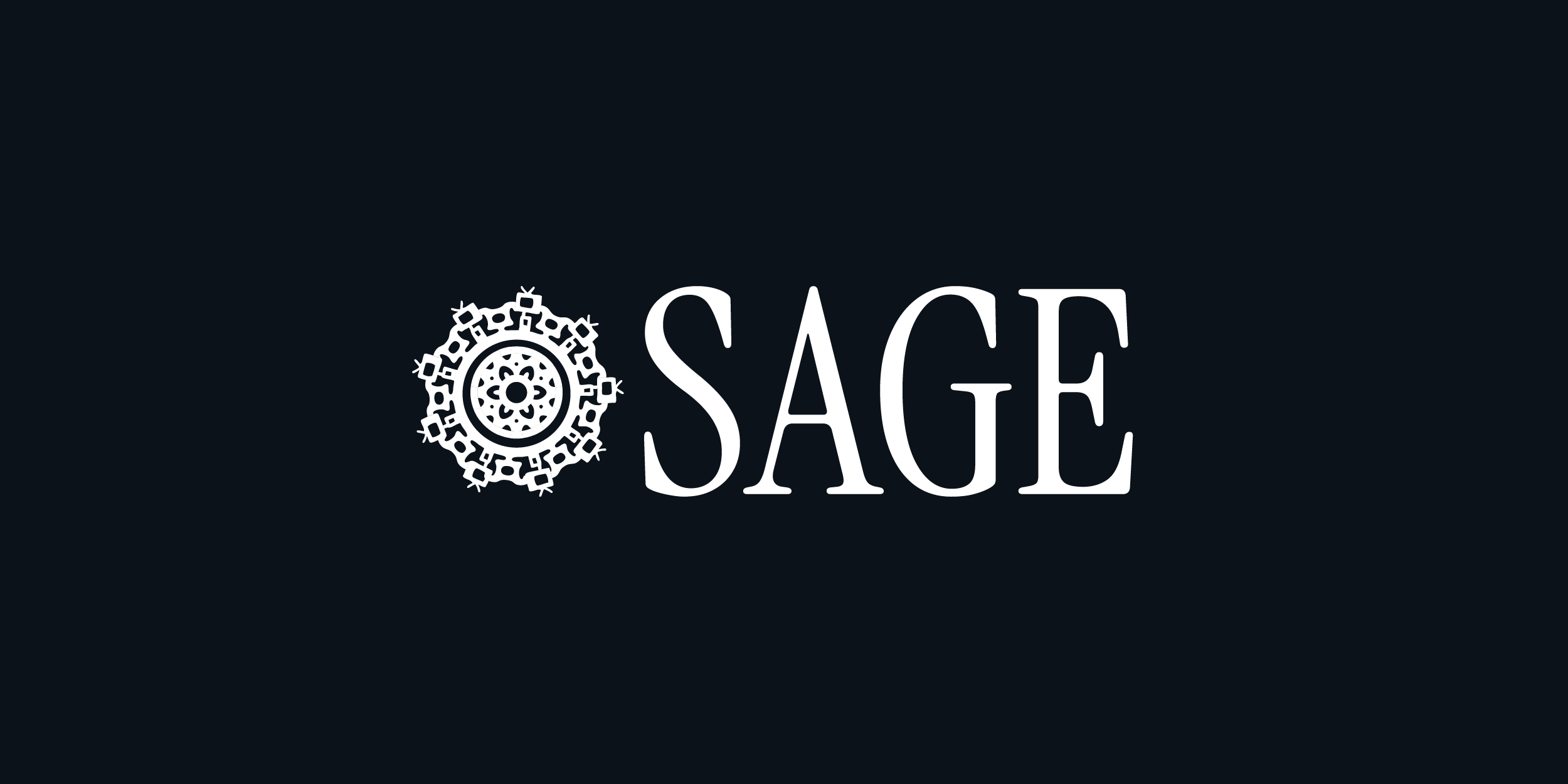 White Sage Media logo with a circular decorative emblem centered on a dark background.